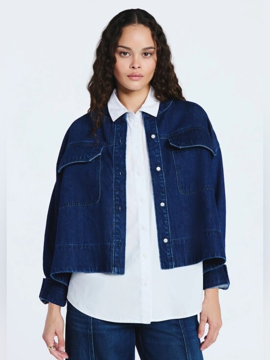 Scoop Tops - Scoop Cropped Oversized Denim Button Down Shirt Women NWT